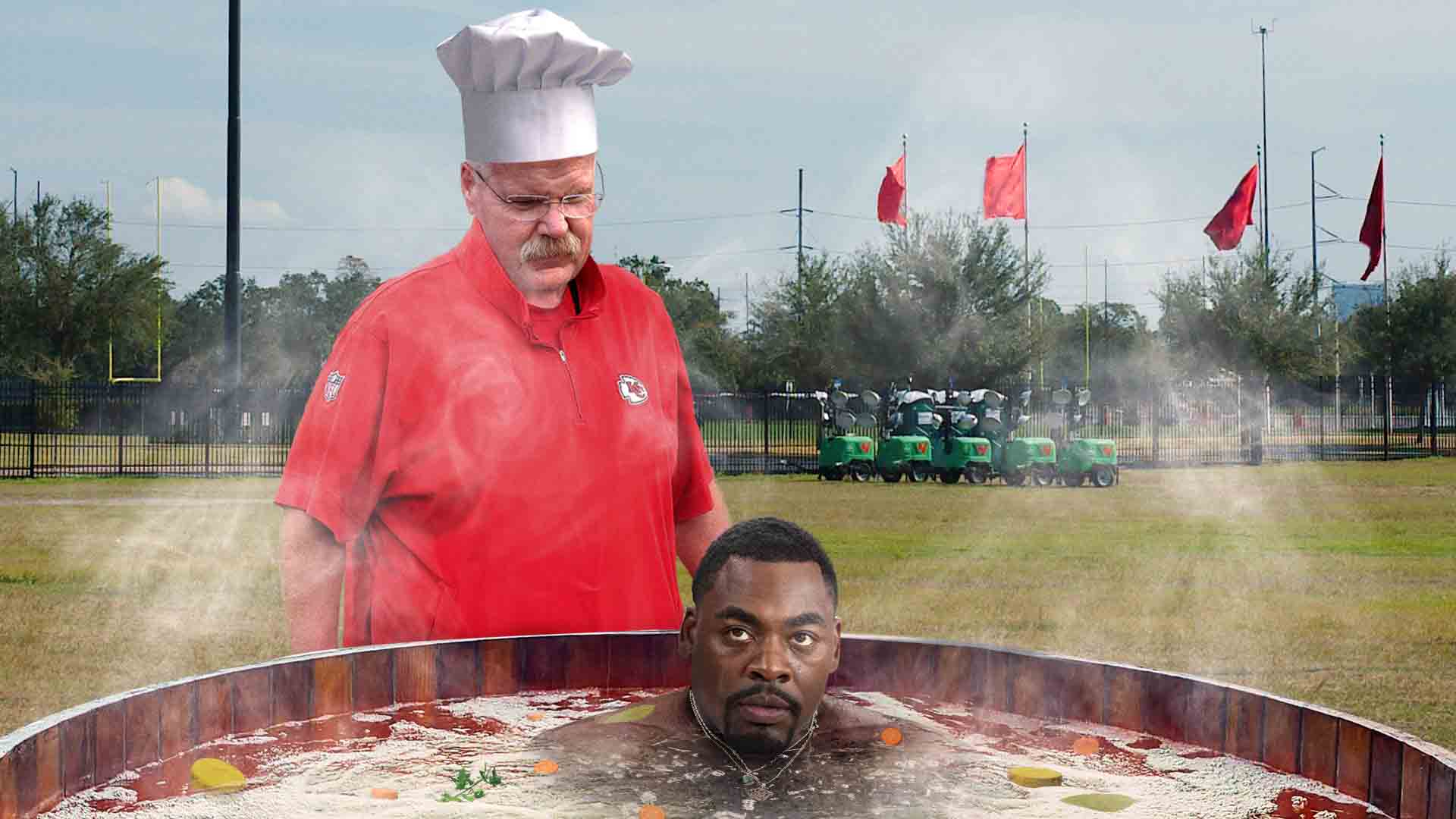 Andy Reid Urges Chris Jones To Soak In Hot Tub Filled With Chopped Vegetables