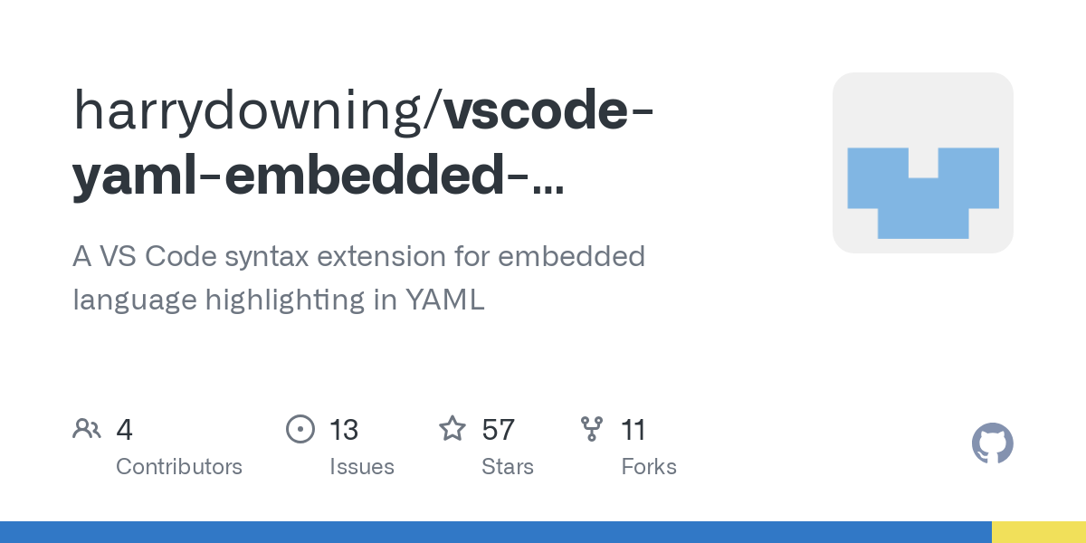GitHub - harrydowning/vscode-yaml-embedded-languages: A VS Code syntax extension for embedded language highlighting in YAML