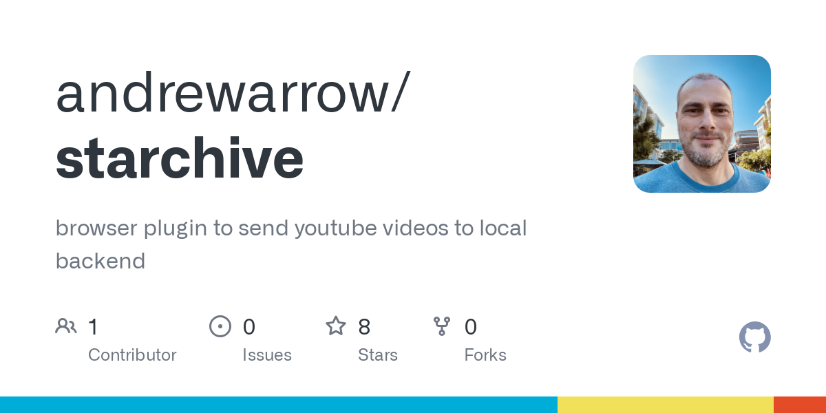 GitHub - andrewarrow/starchive: browser plugin to send youtube videos to local backend