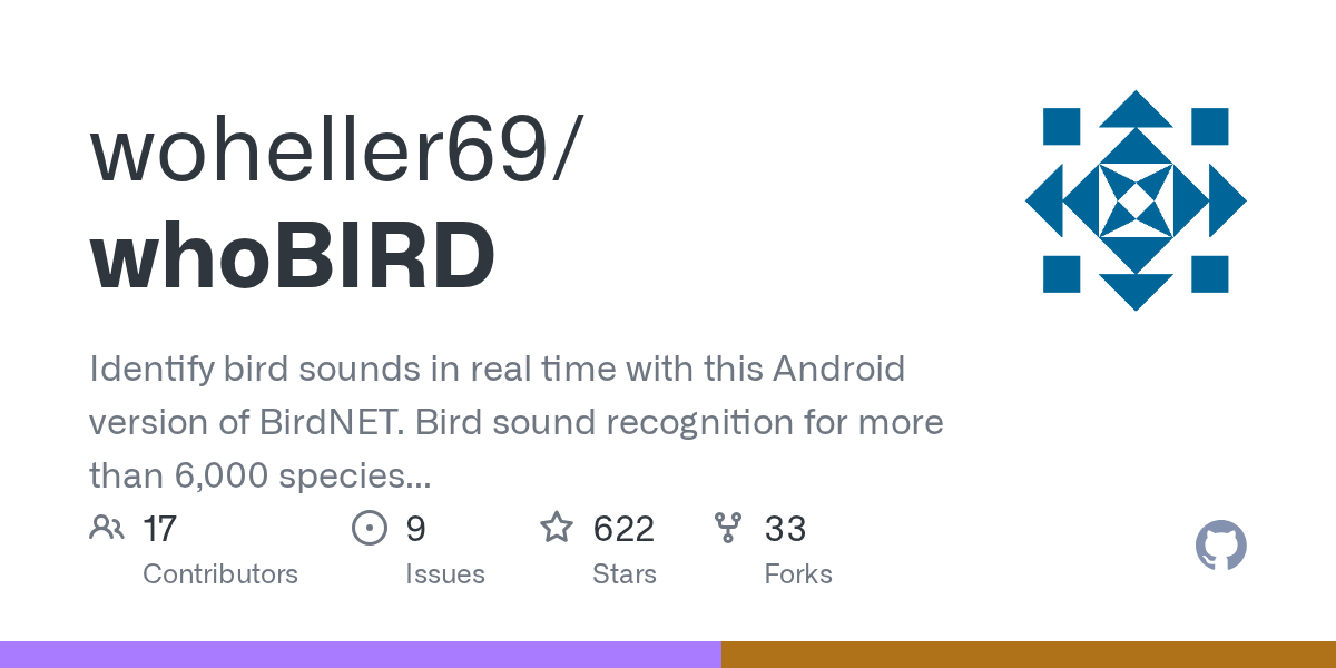 GitHub - woheller69/whoBIRD: Identify bird sounds in real time with this Android version of BirdNET. Bird sound recognition for more than 6,000 species worldwide.