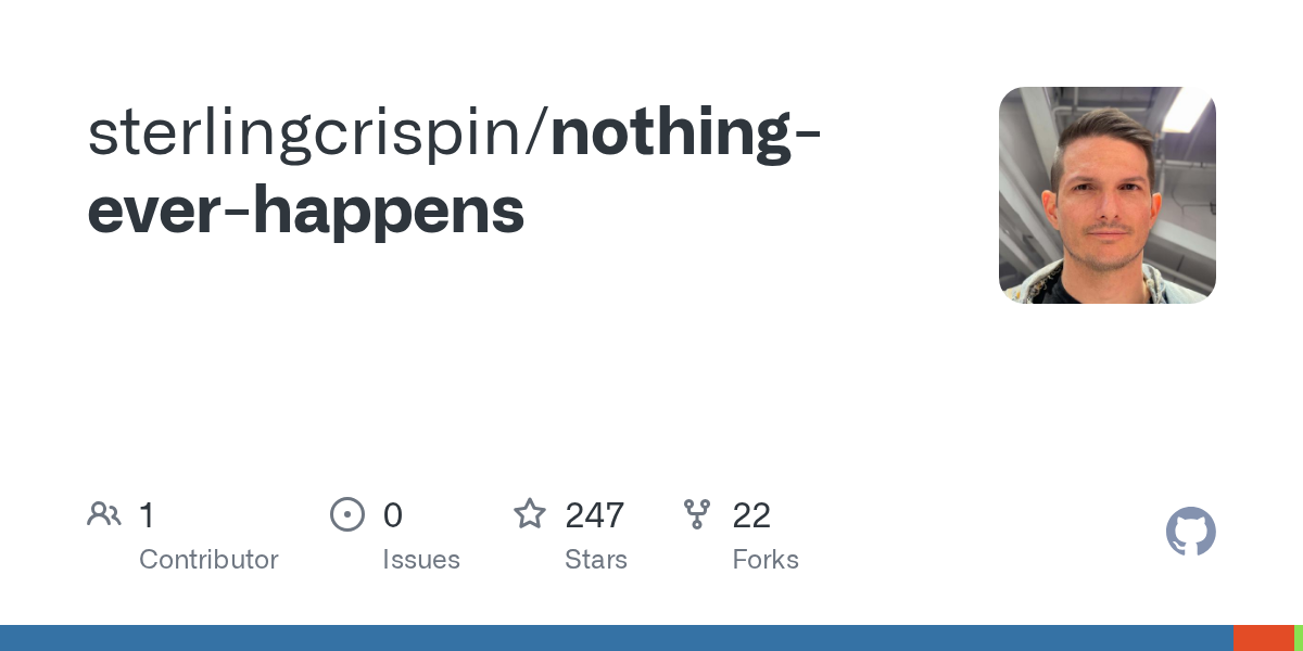GitHub - sterlingcrispin/nothing-ever-happens