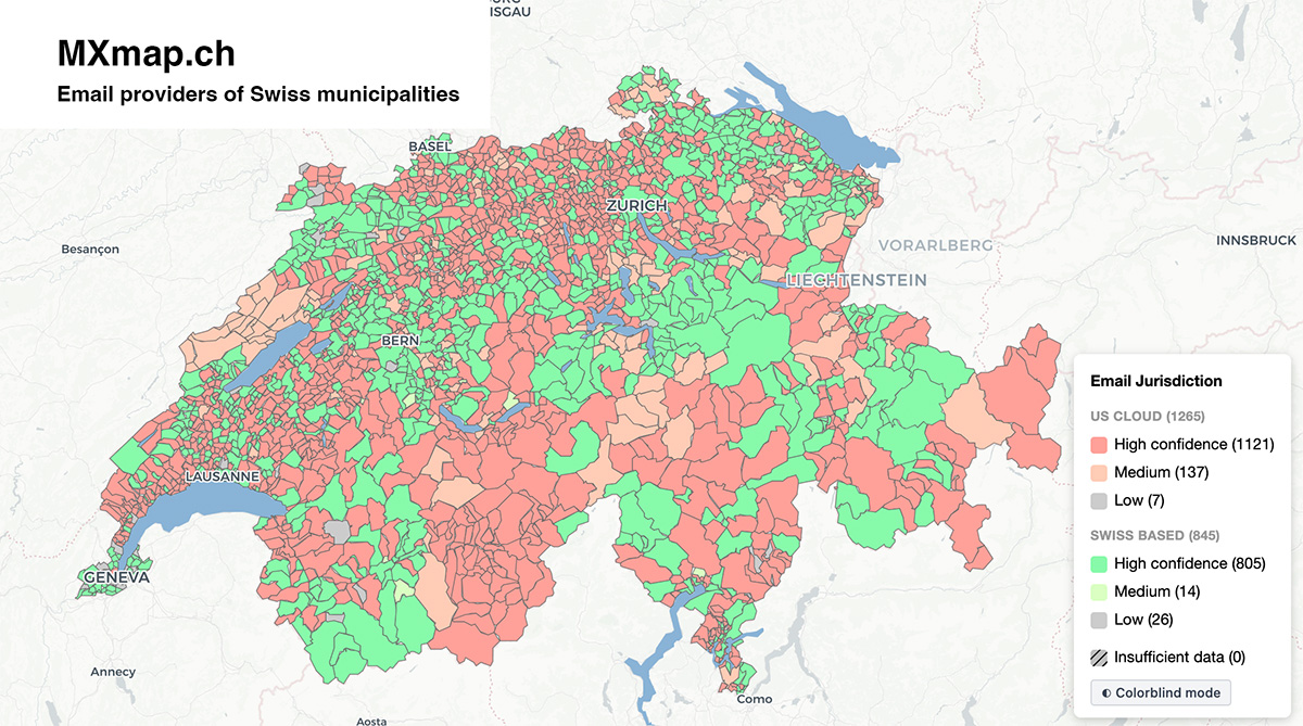 MXmap — Email Providers of Swiss Municipalities