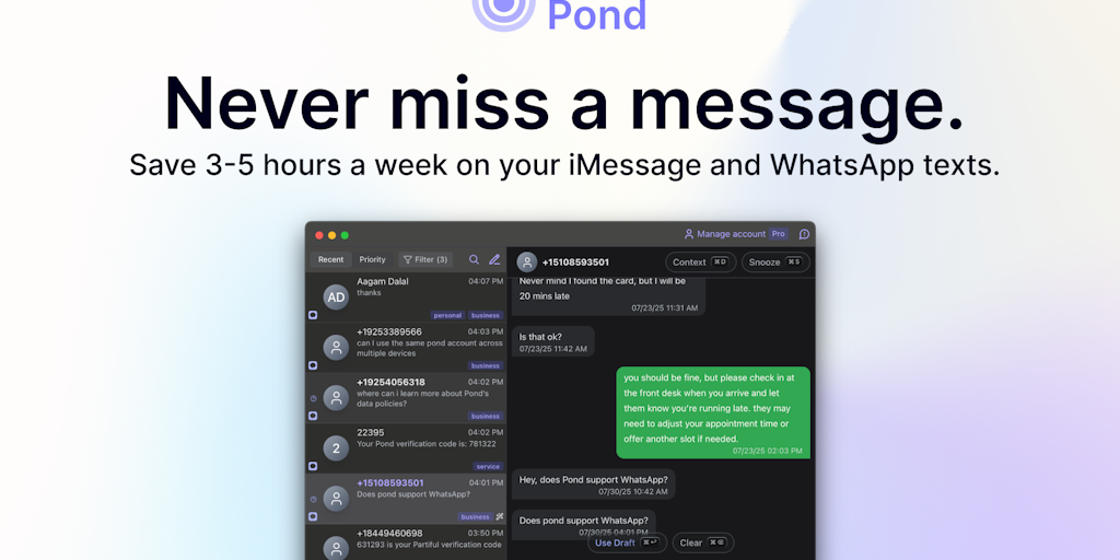 Pond: Superhuman for texting | Product Hunt