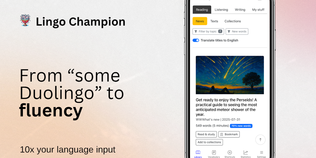 Lingo Champion - Chrome extension: Learn languages while browsing the web | Product Hunt