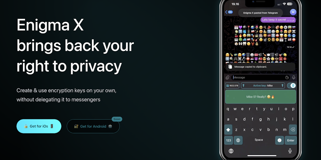 Enigma X: Your own encryption in any messenger | Product Hunt