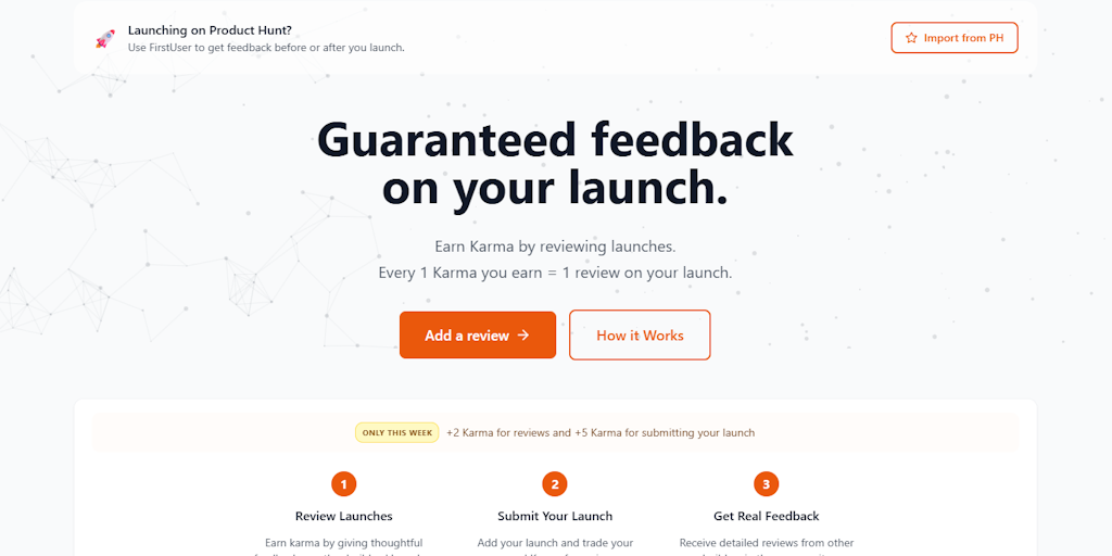 FirstUser.app: Guaranteed feedback on your product launch | Product Hunt