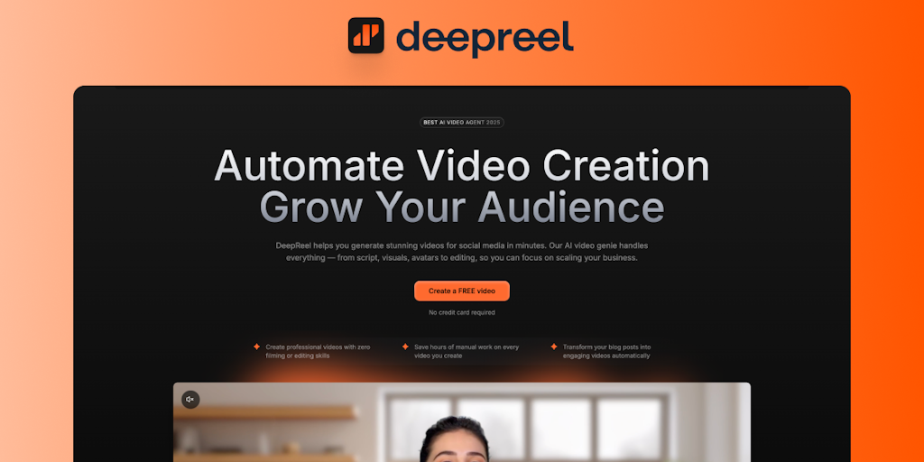 DeepReel: The first AI agent that is your personal video creation team | Product Hunt