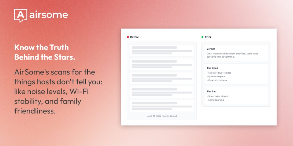 AirSome: AirSome: The 'Aha!' moment for Airbnb reviews. | Product Hunt