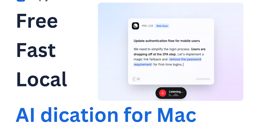 AI dication by Snaply: Free, 100% local, AI dictation for Mac | Product Hunt