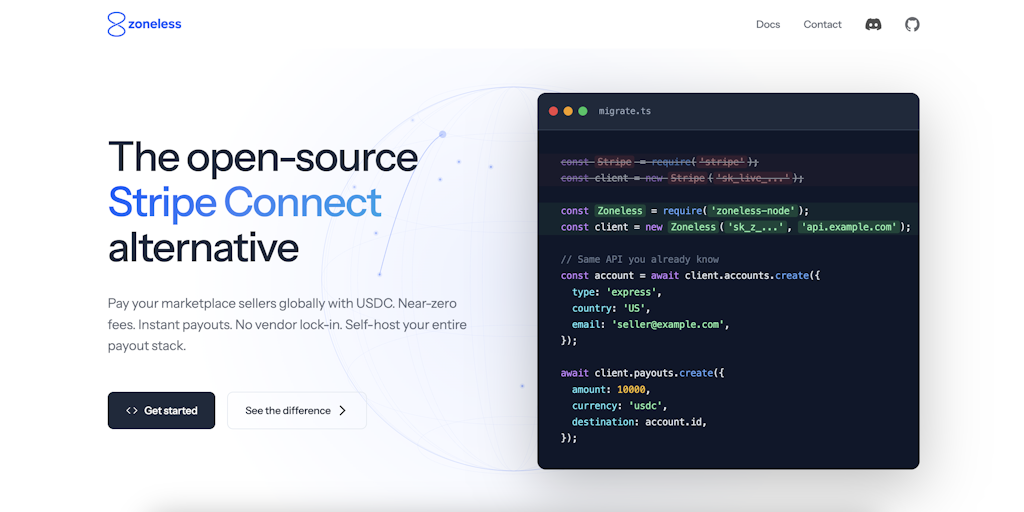 Zoneless | Open-source Stripe Connect alternative with $0.002 fees | Product Hunt
