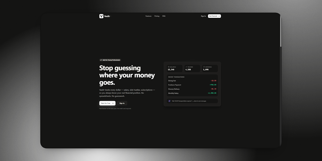 Vaultr | Personal finance app built for young professionals | Product Hunt
