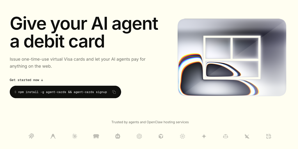 Prepaid virtual Visa cards for AI agents | Agent Card | Product Hunt