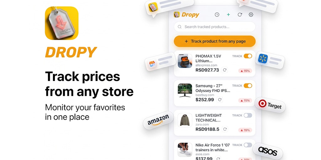 Track prices on stores like Amazon, eBay, & AliExpress - Dropy | Product Hunt