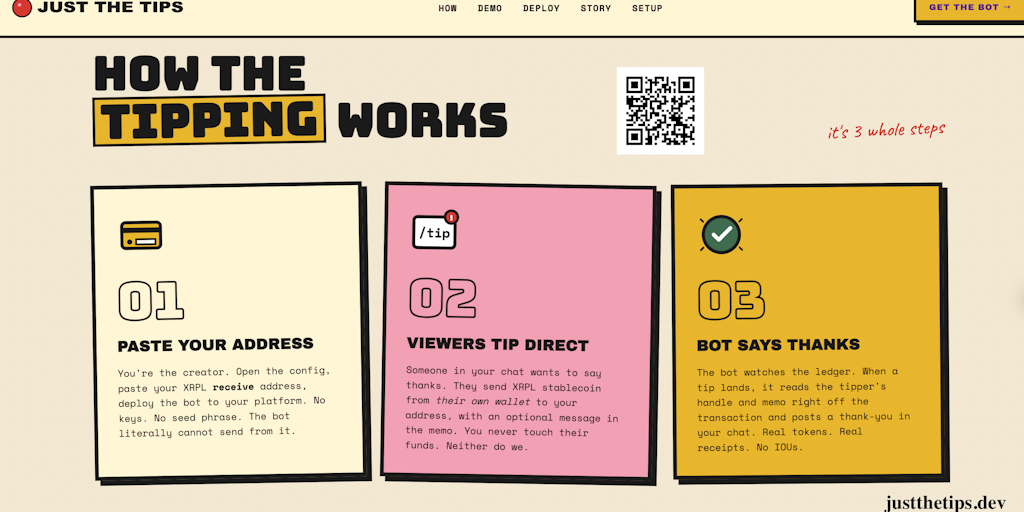 Just The Tips | A stablecoin tip-jar bot for Discord, Telegram, Twitch, & X | Product Hunt
