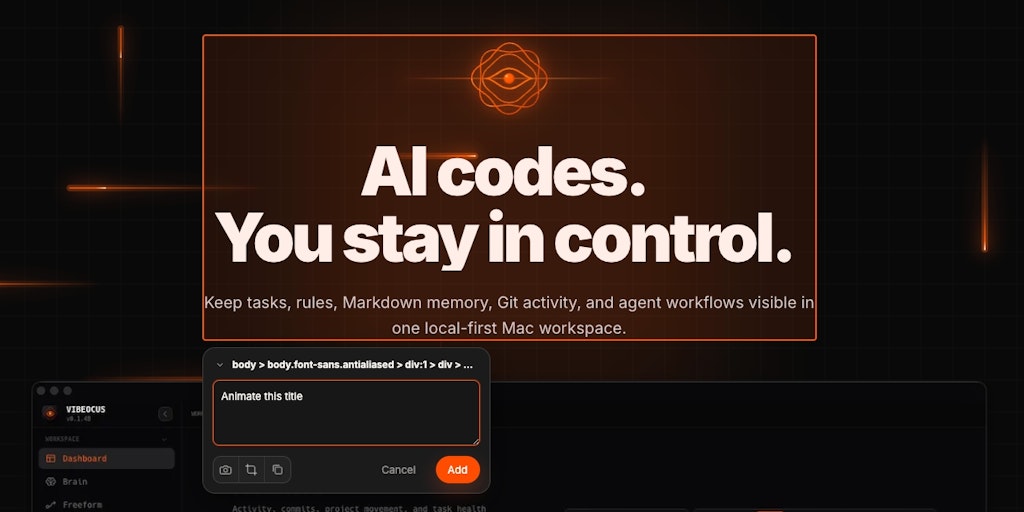 Vibeocus Lens: Bridge your live frontend directly to your AI agent. | Product Hunt